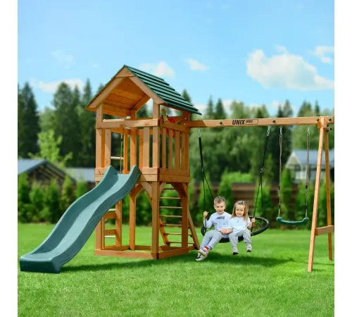Детский игровой комплекс UNIX Kids (6 in 1) Dark Green